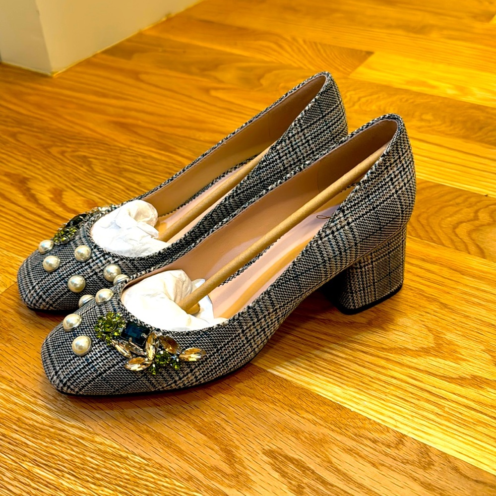 Jcrew holiday pearl heels 7